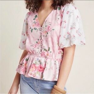 Hemant &  Nandita Floral print embroidered top, XS